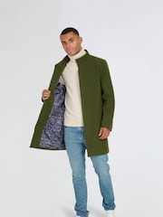 Harry Brown Green George Wool Melton Coat with Funnel Neck - Image 3 of 9