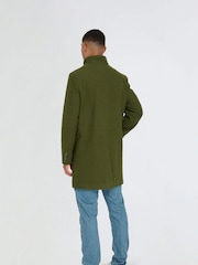 Harry Brown Green George Wool Melton Coat with Funnel Neck - Image 6 of 9