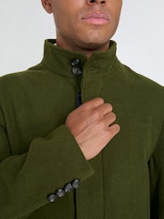 Harry Brown Green George Wool Melton Coat with Funnel Neck - Image 7 of 9