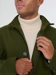 Harry Brown Green George Wool Melton Coat with Funnel Neck - Image 8 of 9