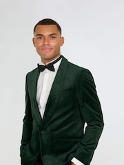 Harry Brown Green Leo Velvet Tuxedo Dinner Jacket with Shawl Lapel Detail - Image 10 of 12