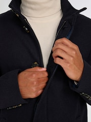 Harry Brown Blue George Wool Melton Coat with Funnel Neck - Image 11 of 13