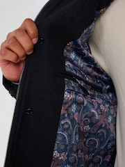 Harry Brown Blue George Wool Melton Coat with Funnel Neck - Image 12 of 13