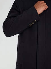 Harry Brown Blue George Wool Melton Coat with Funnel Neck - Image 13 of 13