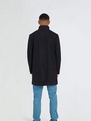 Harry Brown Blue George Wool Melton Coat with Funnel Neck - Image 6 of 13