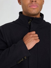 Harry Brown Blue George Wool Melton Coat with Funnel Neck - Image 8 of 13