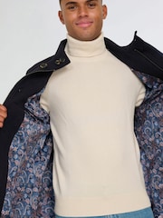 Harry Brown Blue George Wool Melton Coat with Funnel Neck - Image 9 of 13