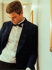 Harry Brown Blue Leo Velvet Tuxedo Dinner Jacket with Shawl Lapel Detail - Image 3 of 13