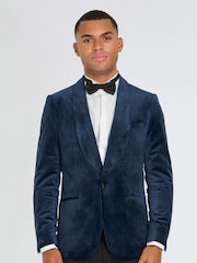 Harry Brown Blue Leo Velvet Tuxedo Dinner Jacket with Shawl Lapel Detail - Image 6 of 13