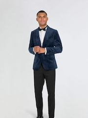 Harry Brown Blue Leo Velvet Tuxedo Dinner Jacket with Shawl Lapel Detail - Image 7 of 13
