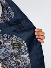 Harry Brown Blue Leo Velvet Tuxedo Dinner Jacket with Shawl Lapel Detail - Image 10 of 13