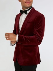 Harry Brown Red Leo Velvet Tuxedo Dinner Jacket with Shawl Lapel Detail - Image 12 of 17