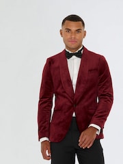 Harry Brown Red Leo Velvet Tuxedo Dinner Jacket with Shawl Lapel Detail - Image 15 of 17