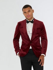 Harry Brown Red Leo Velvet Tuxedo Dinner Jacket with Shawl Lapel Detail - Image 16 of 17