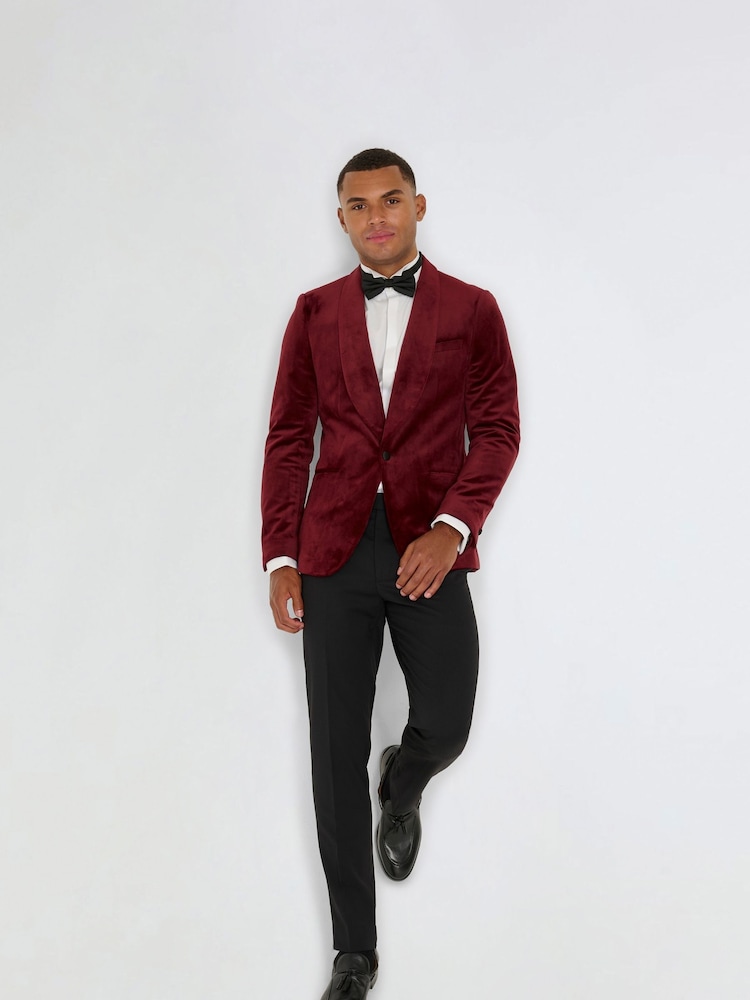 Harry Brown Red Leo Velvet Tuxedo Dinner Jacket with Shawl Lapel Detail - Image 17 of 17