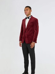 Harry Brown Red Leo Velvet Tuxedo Dinner Jacket with Shawl Lapel Detail - Image 6 of 17