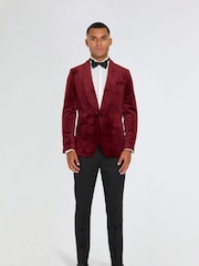 Harry Brown Red Leo Velvet Tuxedo Dinner Jacket with Shawl Lapel Detail - Image 7 of 17