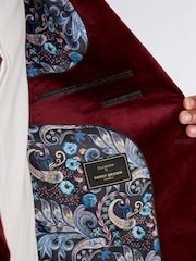 Harry Brown Red Leo Velvet Tuxedo Dinner Jacket with Shawl Lapel Detail - Image 10 of 17