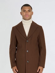 Harry Brown Brown Josh Wool Melton Overcoat - Image 3 of 12