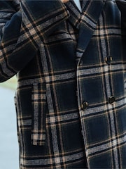 Harry Brown Blue Jacob Fashion Wool Coat with Check Print - Image 11 of 13
