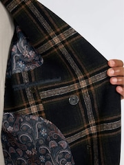 Harry Brown Blue Jacob Fashion Wool Coat with Check Print - Image 13 of 13