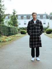 Harry Brown Blue Jacob Fashion Wool Coat with Check Print - Image 4 of 13