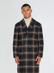 Harry Brown Blue Jacob Fashion Wool Coat with Check Print - Image 5 of 13