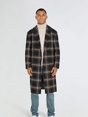 Harry Brown Blue Jacob Fashion Wool Coat with Check Print - Image 6 of 13