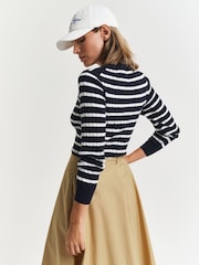GANT Navy Stretch Cable Crew Neck Jumper - Image 2 of 4