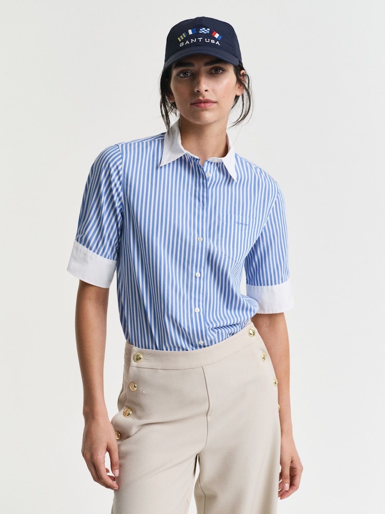 GANT Blue Regular-Fit Stripe Short Sleeve Shirt - Image 1 of 3