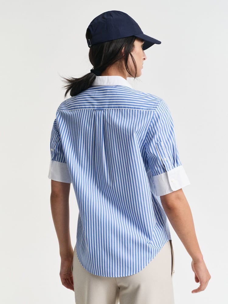 GANT Blue Regular-Fit Stripe Short Sleeve Shirt - Image 2 of 3