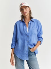 GANT Blue Relaxed-Fit Linen Shirt - Image 1 of 6