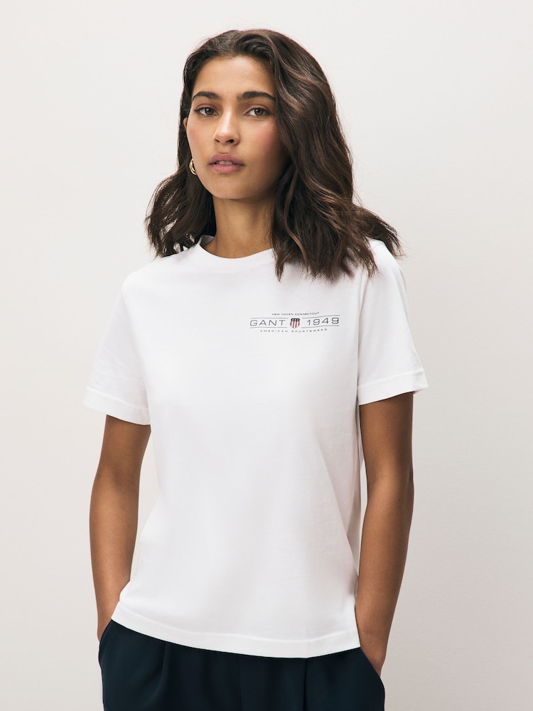 GANT White Regular-Fit Shield Short Sleeve T-Shirt - Image 1 of 2