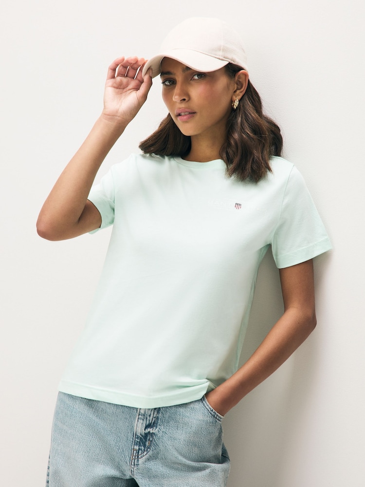 GANT Mint Green Regular-Fit Shield Short Sleeve T-Shirt - Image 1 of 2