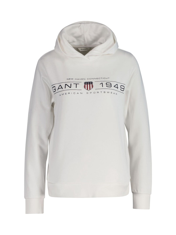 GANT White Regular-Fit Shield Hoodie - Image 1 of 2