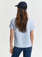 GANT Blue Regular-Fit Shield V-Neck 100% Cotton T-Shirt - Image 2 of 4