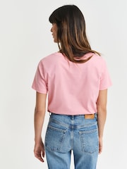 GANT Pink V Neck Shield T-Shirt - Image 2 of 4