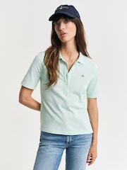 GANT Mint Green Slim-Fit Polo Shirt - Image 1 of 4