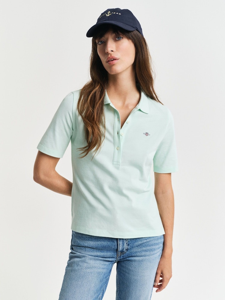 GANT Mint Green Slim-Fit Polo Shirt - Image 1 of 4