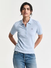 GANT Blue Slim-Fit Polo Shirt - Image 1 of 4