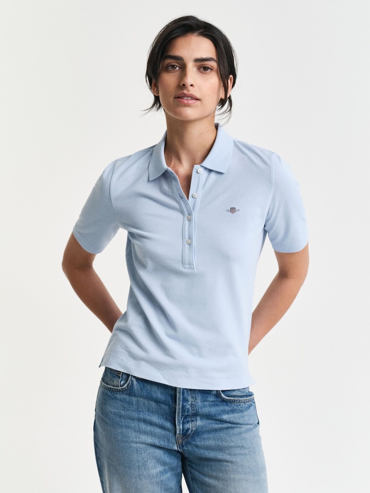 GANT Blue Slim-Fit Polo Shirt - Image 1 of 4