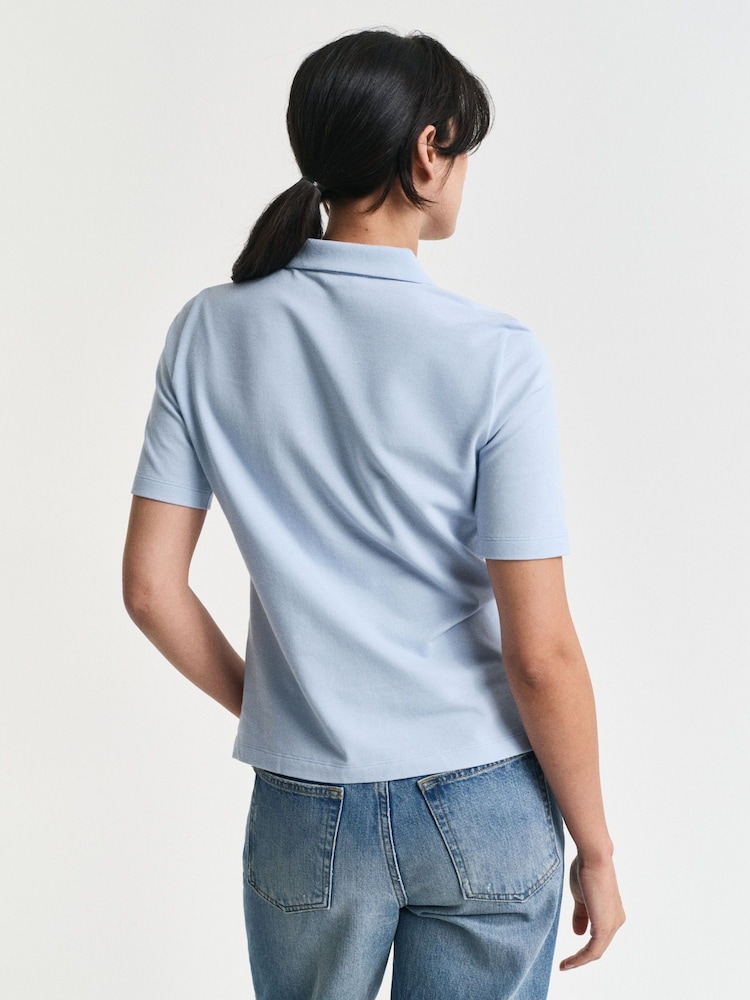 GANT Blue Slim-Fit Polo Shirt - Image 2 of 4