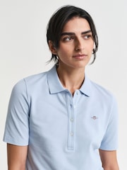GANT Blue Slim-Fit Polo Shirt - Image 4 of 4