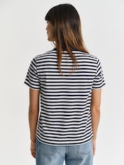 GANT Navy Regular-Fit Stripe Shield Short Sleeve T-Shirt - Image 2 of 4