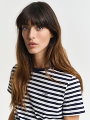 GANT Navy Regular-Fit Stripe Shield Short Sleeve T-Shirt - Image 4 of 4