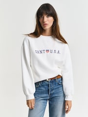 GANT Cream Shield Crew Neck Sweatshirt - Image 1 of 4