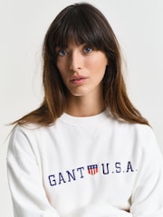 GANT Cream Shield Crew Neck Sweatshirt - Image 4 of 4