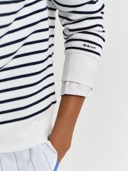 GANT White Breton Ribbed Half Zip Sweatshirt - Image 5 of 5