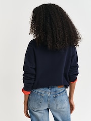 GANT Navy Graphic Crew Neck Sweatshirt - Image 2 of 4