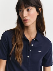 GANT Navy Shield Short Sleeve Pique 100% Cotton Polo Dress - Image 3 of 5